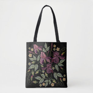 Bolso De Tela Borrados Iirlandeses Púrpura, Fondo Negro.