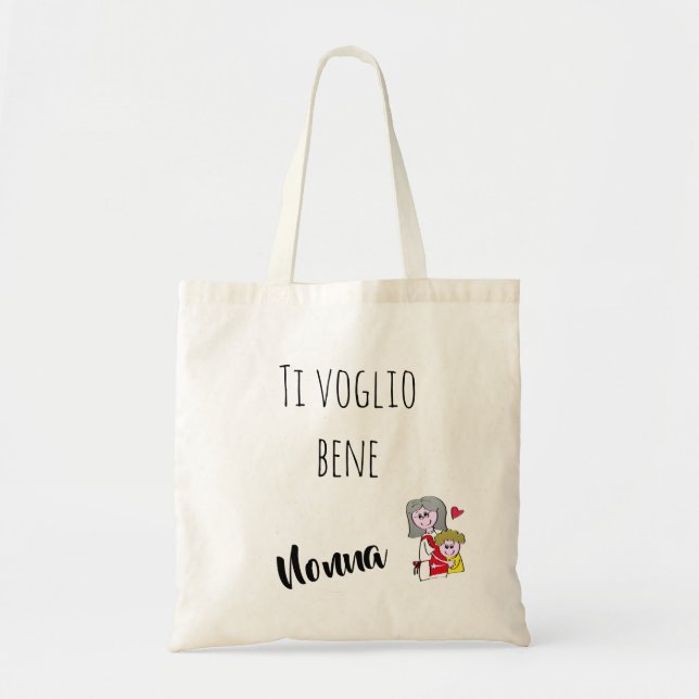 Bolso De Tela Borsa Ti voglio bene Nonna - maschietto (Frente)