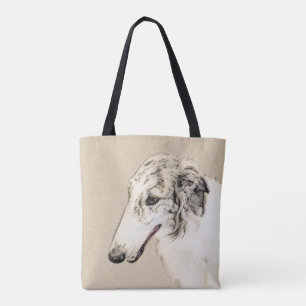 Bolso De Tela Borzoi (cordero plateado) Pintura original del per