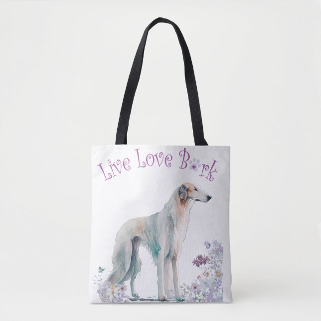 Bolso De Tela Borzoi Dog Mom Floral (Anverso)