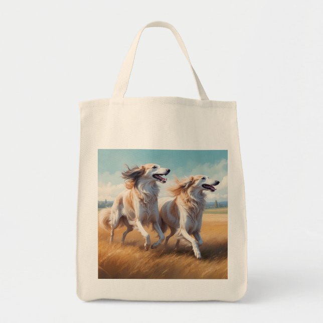 Bolso De Tela Borzoi Elegant Grocery Tote Bag (Frente)