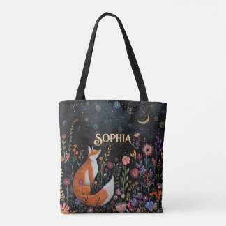 Bolso De Tela Bosque de flores silvestres de zorro rojo