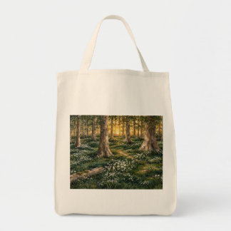 Bolso De Tela Bosque de flores silvestres iluminado por el sol