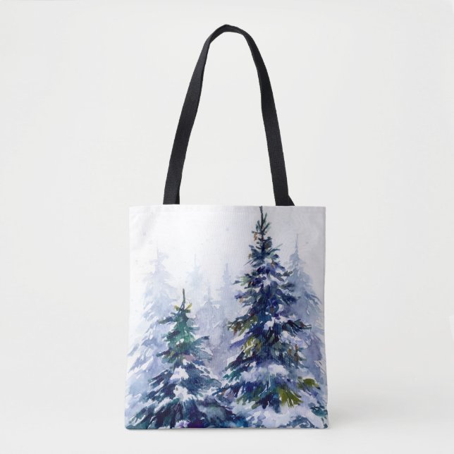 Bolso De Tela Bosque de invierno acuático Fenómeno navideño mode (Anverso)