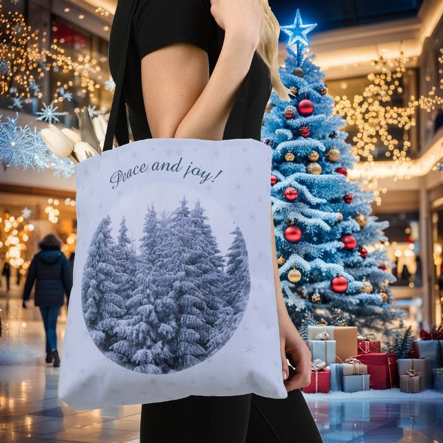 Bolso De Tela Bosque de invierno mágico - azul, personalizado (Subido por el creador)