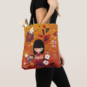 Bolso De Tela Bosque de muñecas Kokeshi