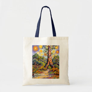 Bolso De Tela Bosque de secoya rojo retro Van Gogh colorido