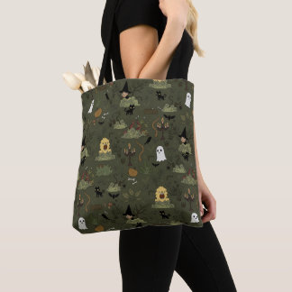 Bolso De Tela Bosque Embrujado Verde Oscuro Halloween