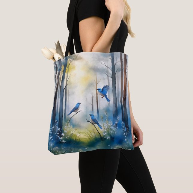 Bolso De Tela Bosque Escénico de Azulejos (Detalle)