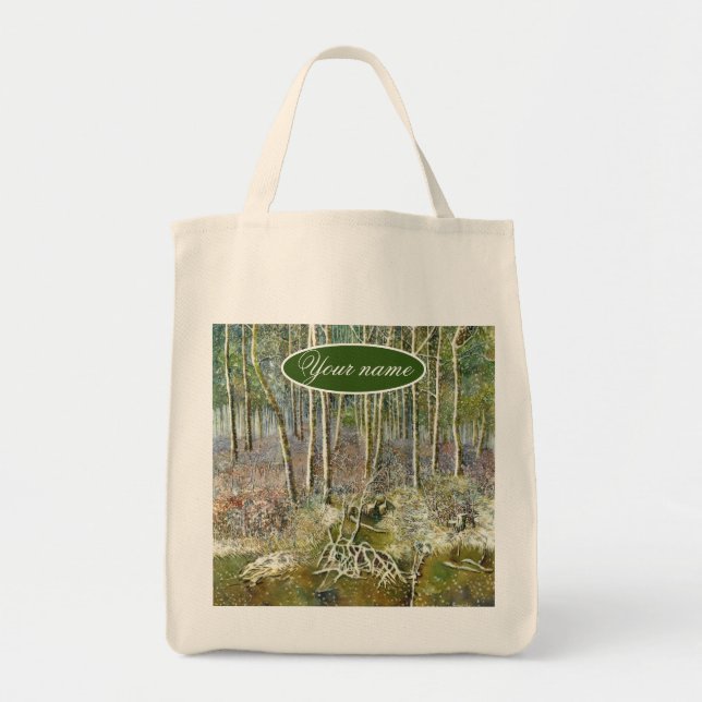 Bolso De Tela bosque invernal Watercolor (Frente)