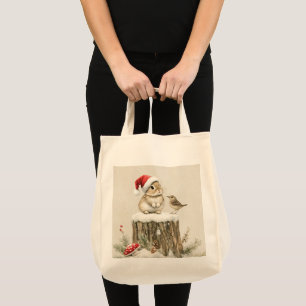 Bolso De Tela Bosque Nevado Invierno Bosque Navidad Conejo Pájar