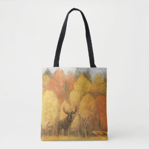 Bolso De Tela Bosque otoñal, ciervo digital y zorro.