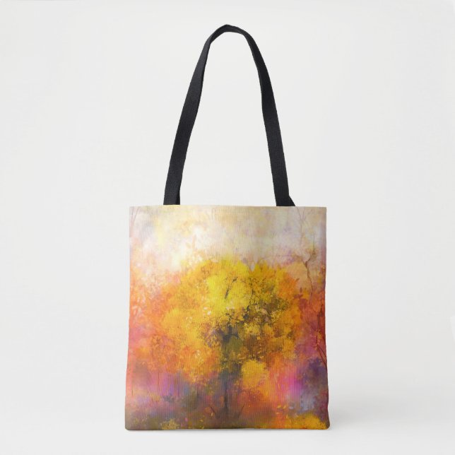 Bolso De Tela Bosque otoñal: Ilustracion de acuarela suave. (Anverso)