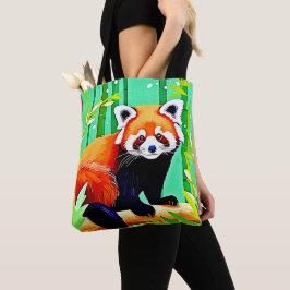 Bolso De Tela Bosque Panda Rojo