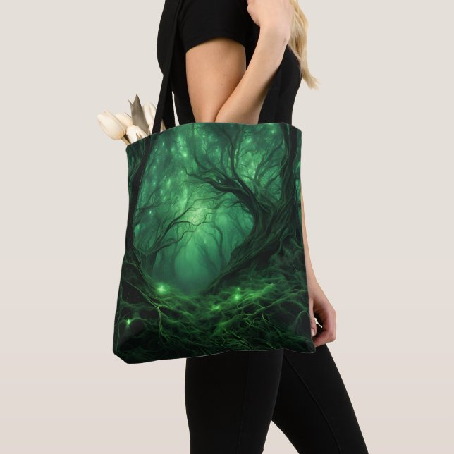 Bolso De Tela Bosque verde oscuro y espeluznante (Detalle)