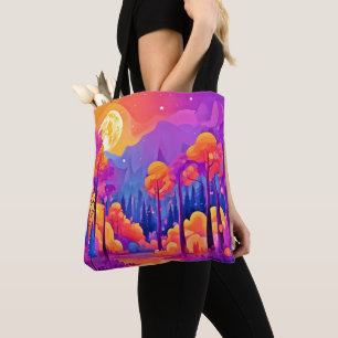 Bolso De Tela Bosque Vibrante a la Luz de la Luna