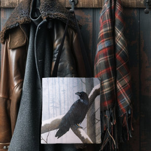 Bolso De Tela Bosque Winter Raven