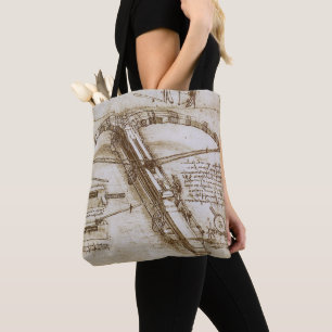Bolso De Tela Bosquejo del arma de ballesta gigante de Leonardo 