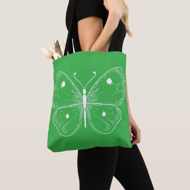 Bolso De Tela Bosquejo delicado de mariposa (Detalle)