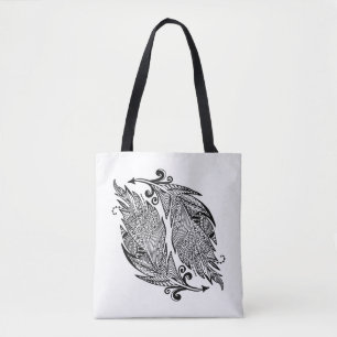 Bolso De Tela Bosquejo inspirado de las plumas 2