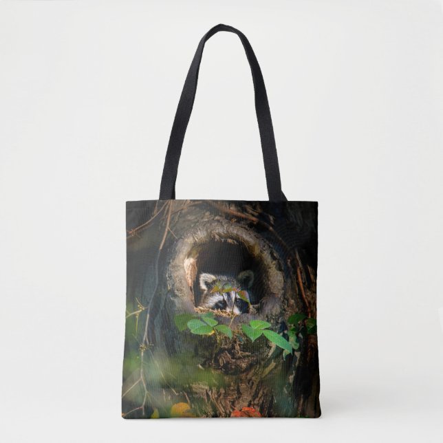 Bolso De Tela Bosques | Raccoon Peeking (Anverso)