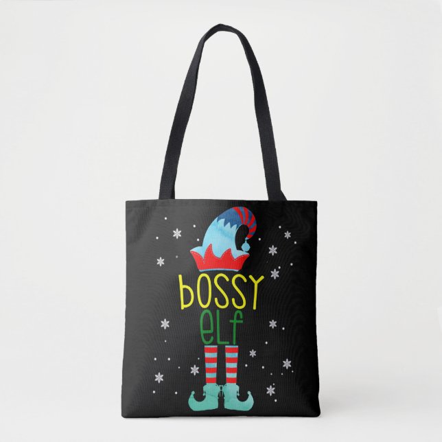 Bolso De Tela Bossy Elf Merry Christmas Advance Family Mating (Anverso)