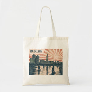 Bolso De Tela Boston Charles River Sailboat Skyline Art Vintage