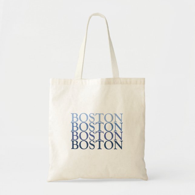 Bolso De Tela Boston Massachusetts, Blue and light Blue (Frente)