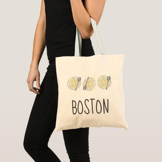 Bolso De Tela BOSTON Massachusetts clam chowder Foodie Soup MAMÁ (Anverso (producto))