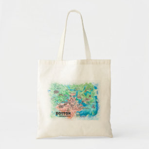 Bolso De Tela Boston Massachusetts USA Mapa y carreteras ilustra