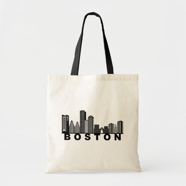Bolso De Tela Boston Skyline Silhouette  (Frente)