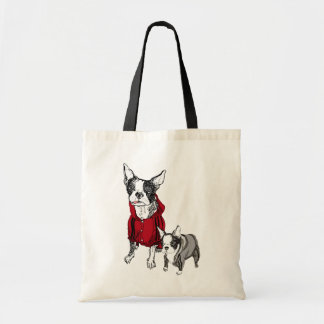 Bolso De Tela Boston Terrier con el perrito en camiseta de los