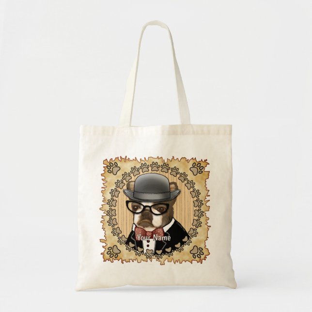 Bolso De Tela Boston Terrier con gafas (Frente)