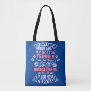 Bolso De Tela "Boston Terrier" Mamá Tote Bag.