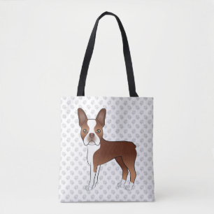 Bolso De Tela Boston Terrier Rojo y Blanco Perro de Dibujos Anim