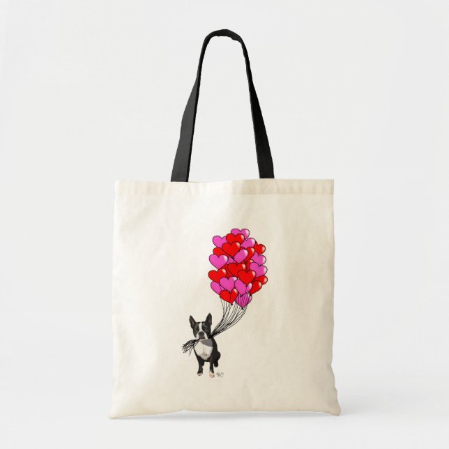 Bolso De Tela Boston Terrier Y Globos (Frente)