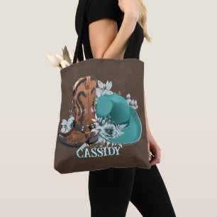 Bolso De Tela Bota de vaca vaquero botas gorra de cuero marrón