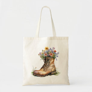 Bolso De Tela Bota de Vintage Tote Bag Rustic Garden Shabby Chic