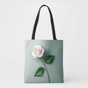 Bolso De Tela Botánica elegante de la Rosa Blanca