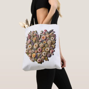 Bolso De Tela Botánica floral en forma de corazón