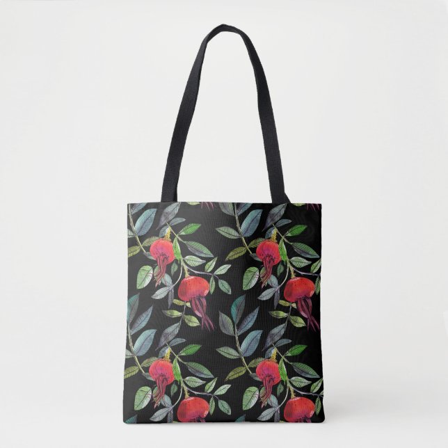 Bolso De Tela Botanical watercolor drawing dogrose pattern. Brig (Anverso)