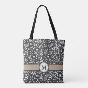 Bolso De Tela Botánico de invierno rústico con monograma