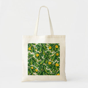 Bolso De Tela Botánico de Pepino Fresco y Flor Amarilla