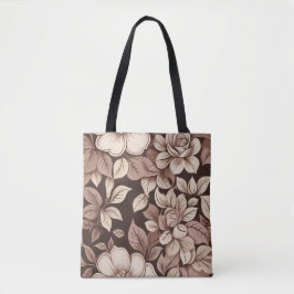 Bolso De Tela Botánico floral sepia neutro