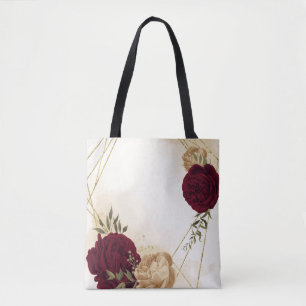 Bolso De Tela Botánico verde granate beige dorado