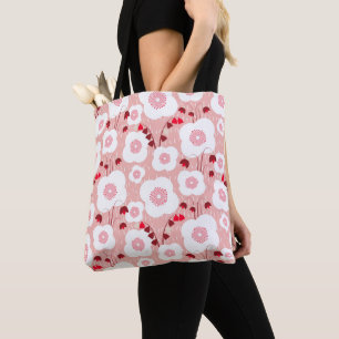 Bolso De Tela Botánicos neutrales - Poppies rosados