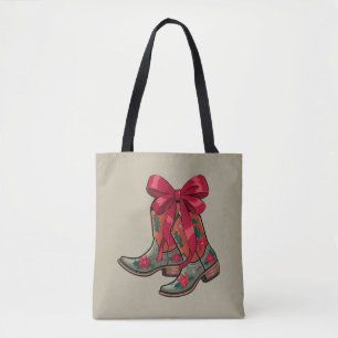 Bolso De Tela Botas Coquetas de Navidad Vaquera Occidental Navid
