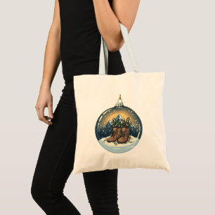 Bolso De Tela Botas de senderismo rústicas Escena de montaña Nav