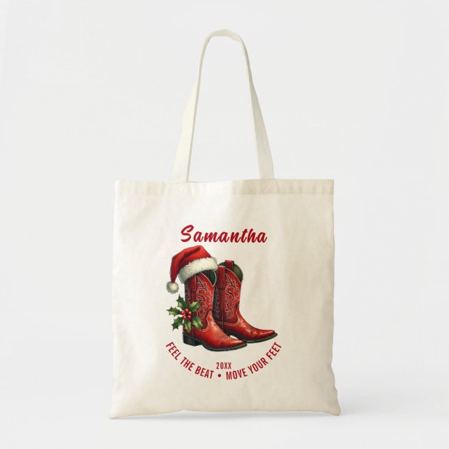 Bolso De Tela Botas de vaquero de baile en línea rústico  (Frente)