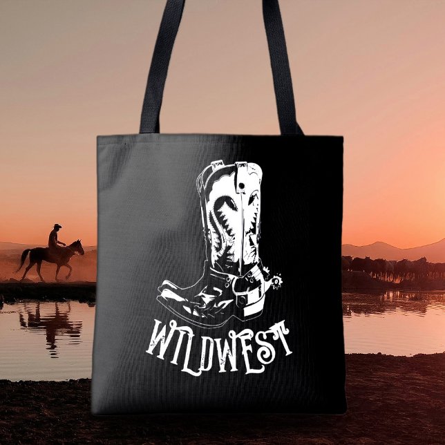 Bolso De Tela Botas de vaquero del oeste salvaje (Wild west cowgirl cowboy boots, western cowgirl tote bag, personalized cowgirl gift.)